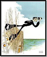 Buster Keaton as The Navigator,  Color Edition by Al Hirschfeld