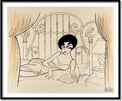 Elizabeth Taylor in Cat On A Hot Tin Roof  by Al Hirschfeld