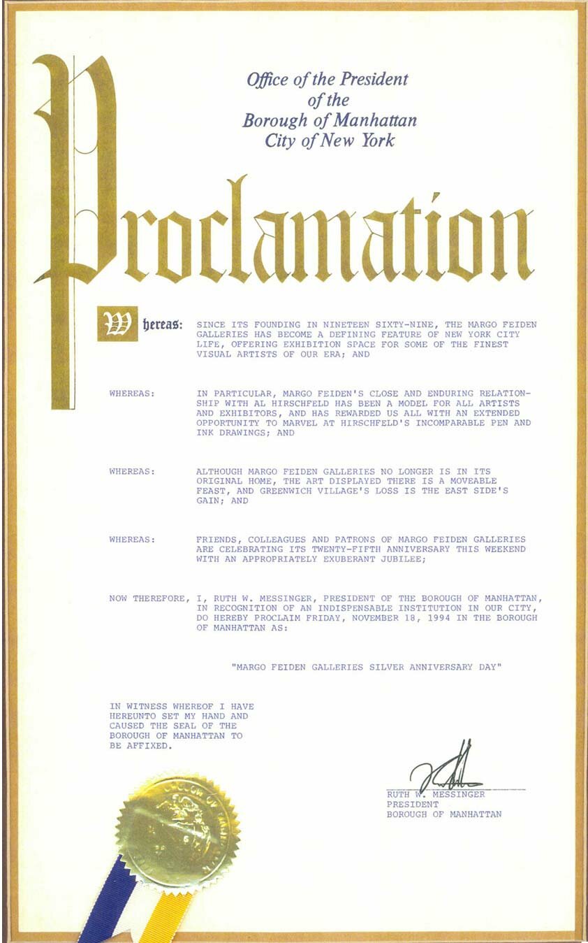 Proclamation by the Office of the President of the Borough of Manhattan