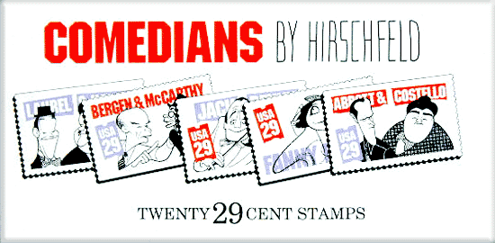 Comedians By HIRSCHFELD (5 25 cents stamps) from The Official Website for Al Hirschfeld